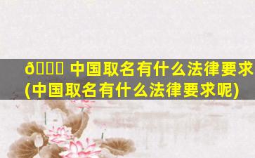 🐕 中国取名有什么法律要求(中国取名有什么法律要求呢)